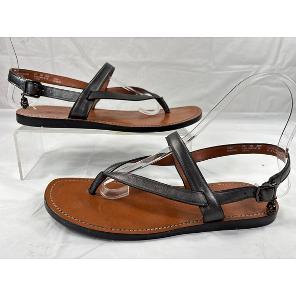 Coach Hudson Leather Sandals Women's Size 5.5 GREY Metallic - Picture 11 of 15